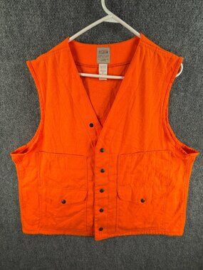 VTG CC Filson Blaze Orange Hunting Vest Style 12 Size 46 USA Made Snap Pockets
